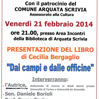 Presentazione libro: “Dai campi e dalle officine” di Cecilia Bergaglio